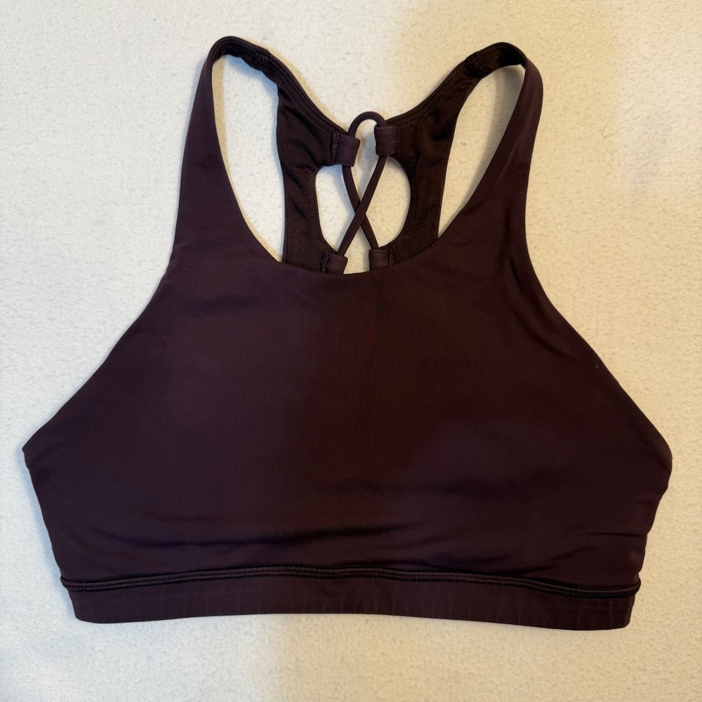 Lululemon Free To Be Serene High Neck Sports Bra Strappy Back Plum Burgundy